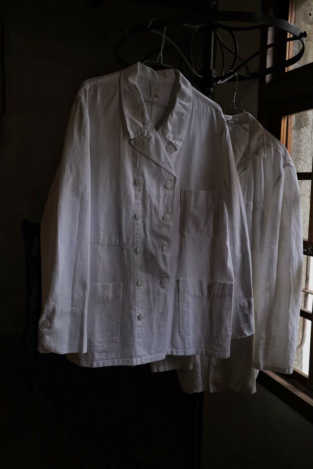 1980's French Butcher Jacket / French Chef Jacket