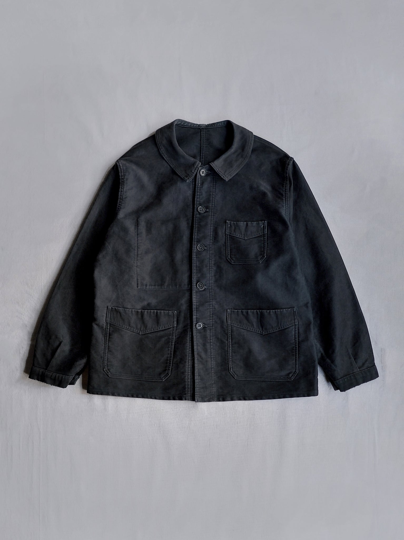 1940's "Le Mont St Michel" French Black Moleskin Work Jacket