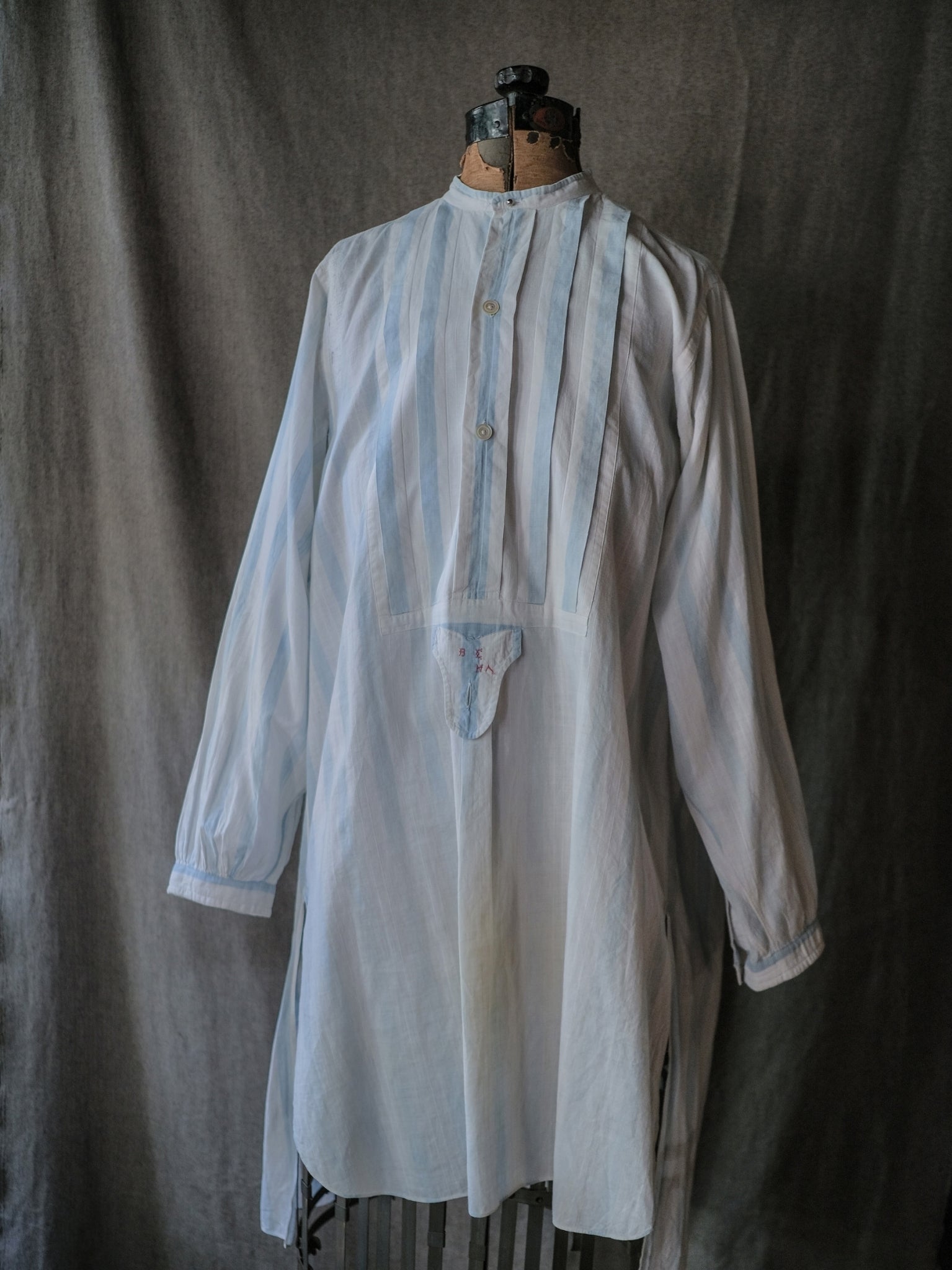 1920-1930’s France Faded Stripe Dress Shirt / 法國褪色條紋禮服襯衫