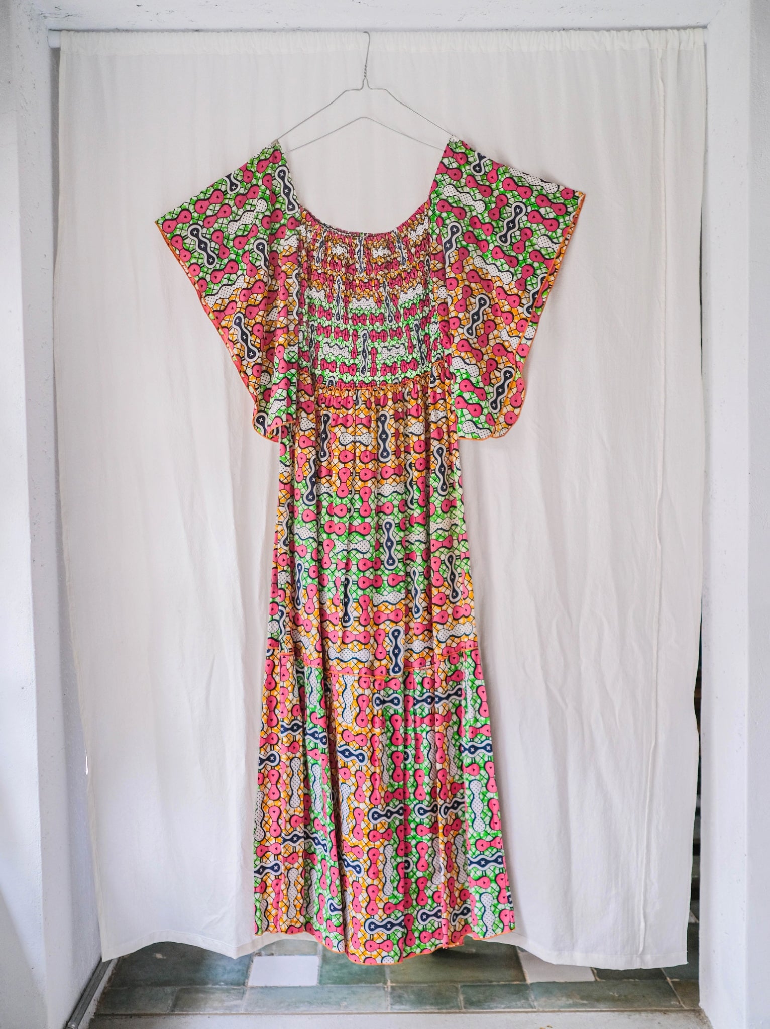 African Wax Print Empire Waist Maxi Dress / 非洲蠟染印花高腰長裙