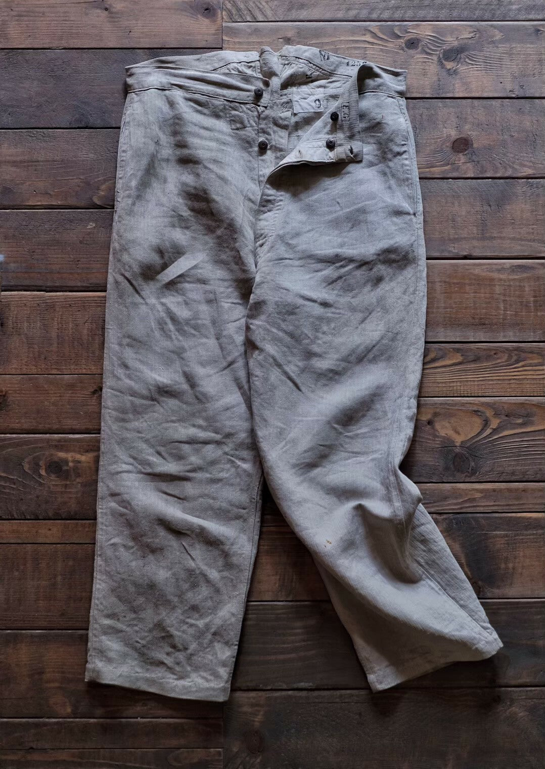 1930’s French Military Bourgeron Trousers / 法國軍用麻料長褲