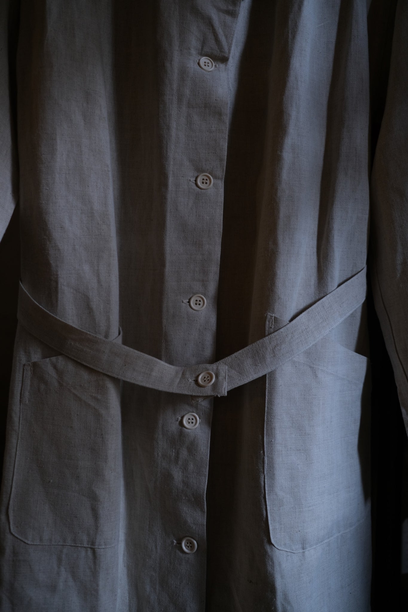 1950's French Military Hospital Nurse Coat / 法軍醫療亞麻大衣