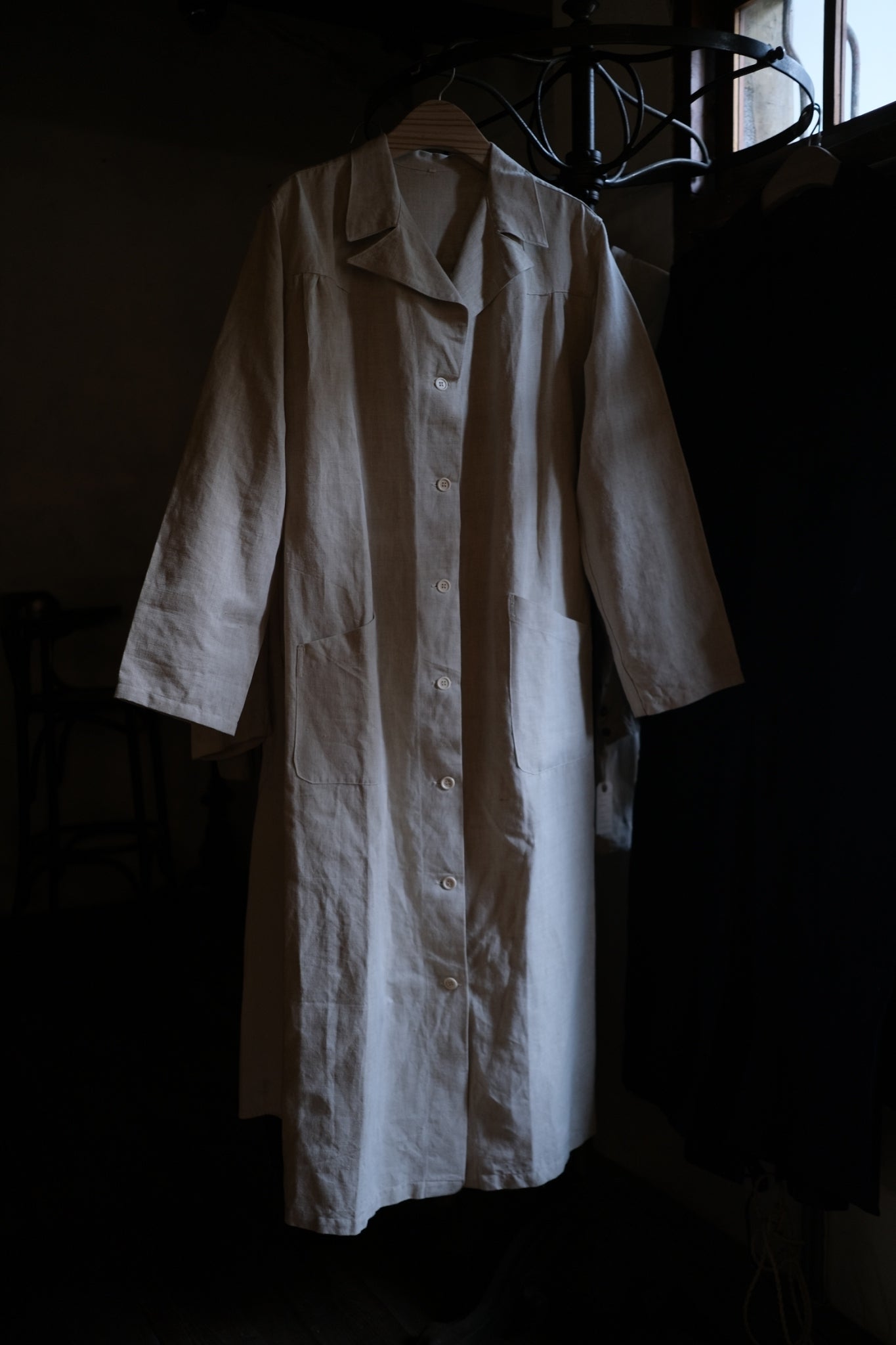 1950's French Military Hospital Nurse Coat / 法軍醫療亞麻大衣