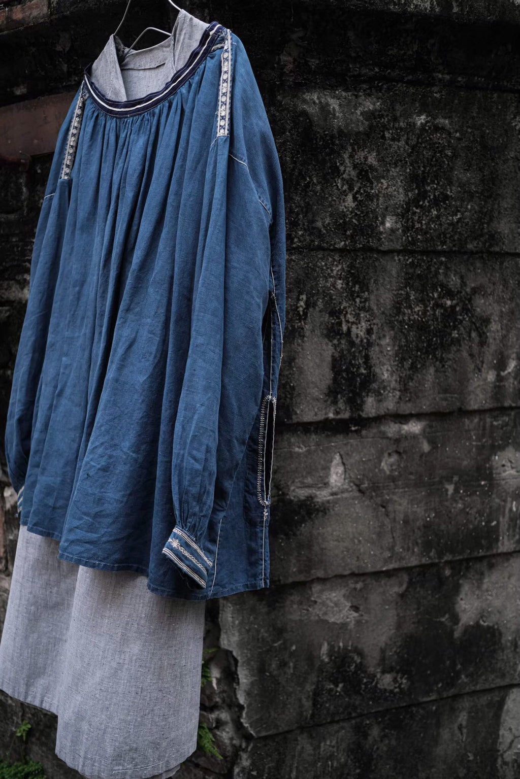 Early 20th.C Hand Embroider Farmer Smock / 手工刺繡農用罩衫
