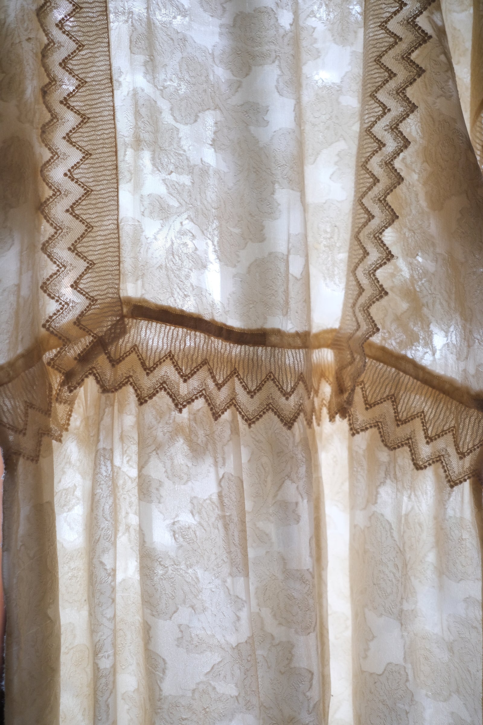 1910-20's Edwardian Silk Gauze Lace Dress / 絲質薄紗蕾絲連身裙