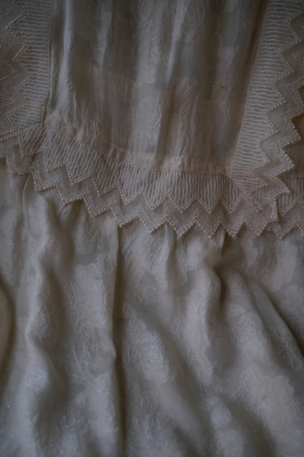1910-20's Edwardian Silk Gauze Lace Dress / 絲質薄紗蕾絲連身裙