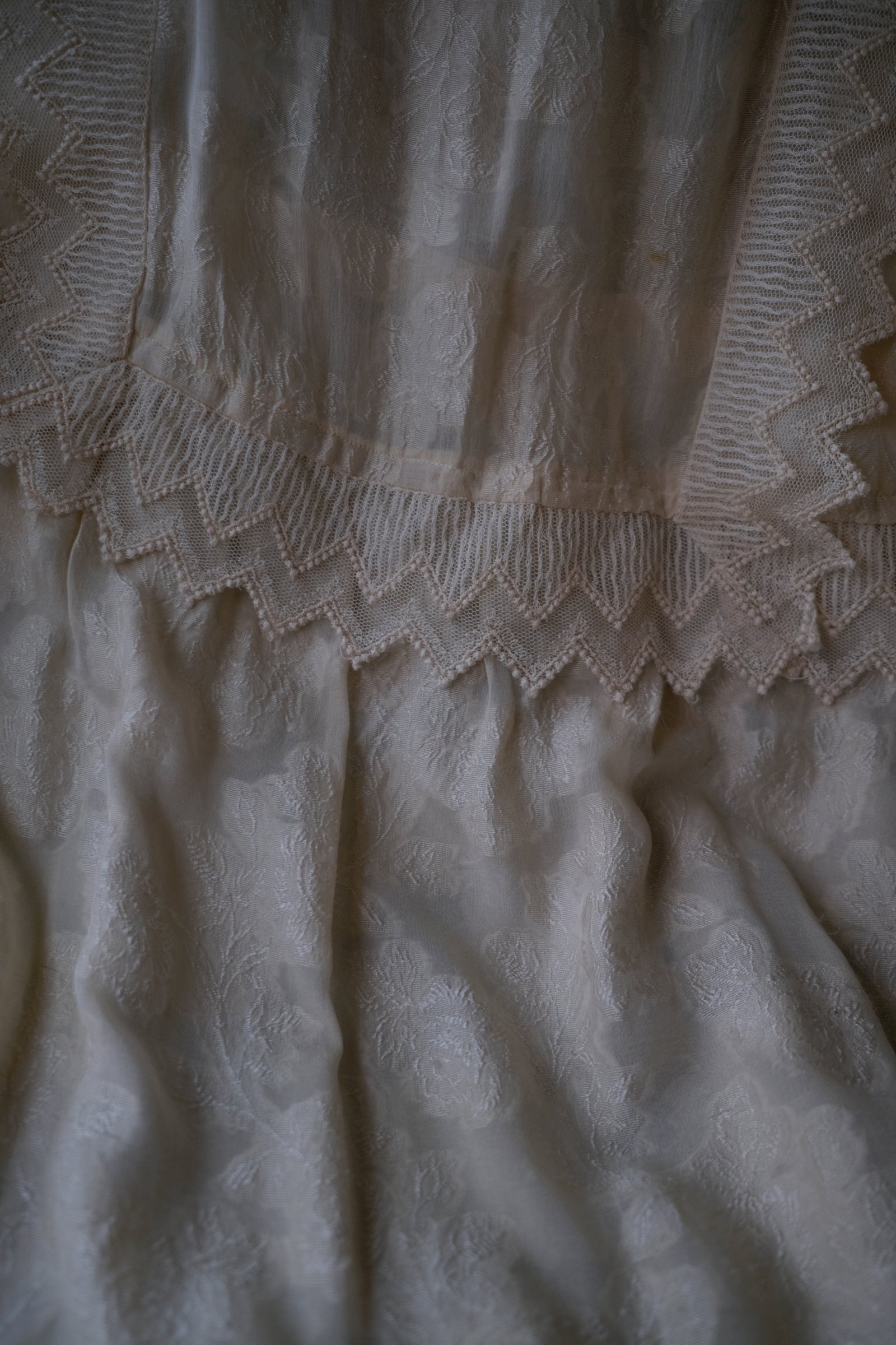 1910-20's Edwardian Silk Gauze Lace Dress / 絲質薄紗蕾絲連身裙