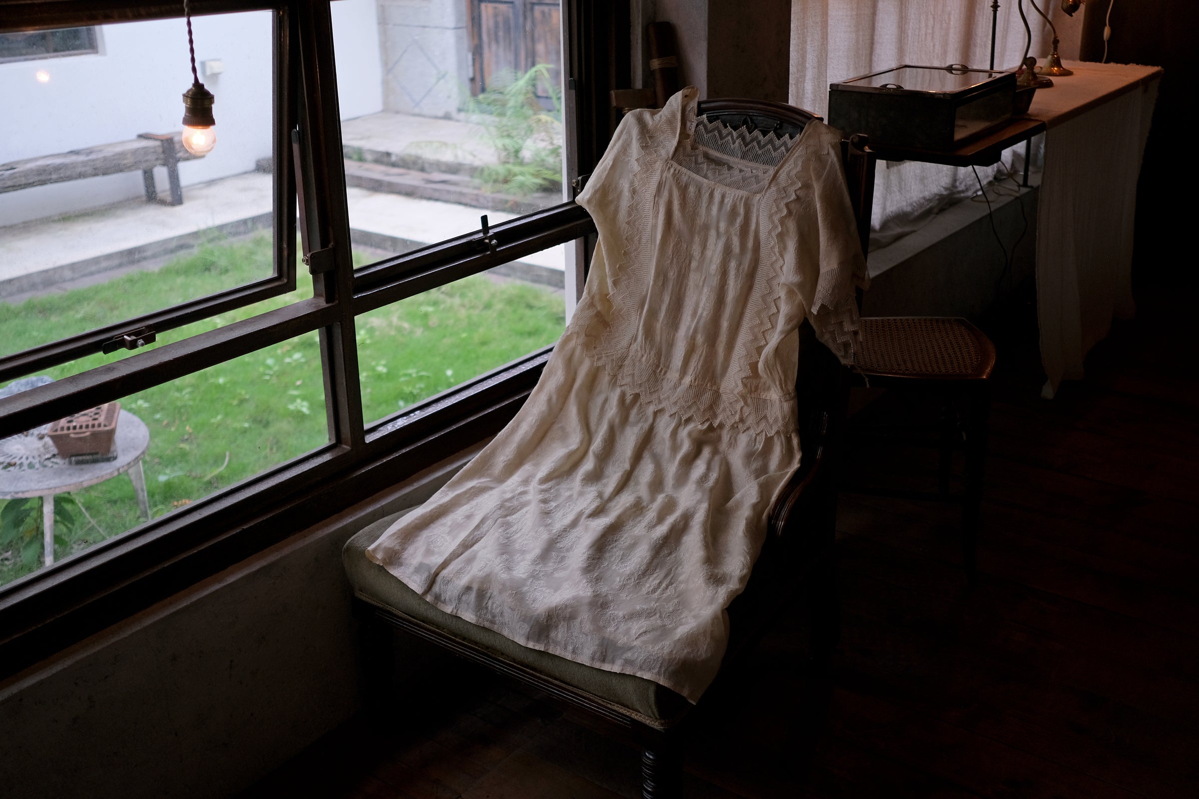 1910-20's Edwardian Silk Gauze Lace Dress / 絲質薄紗蕾絲連身裙