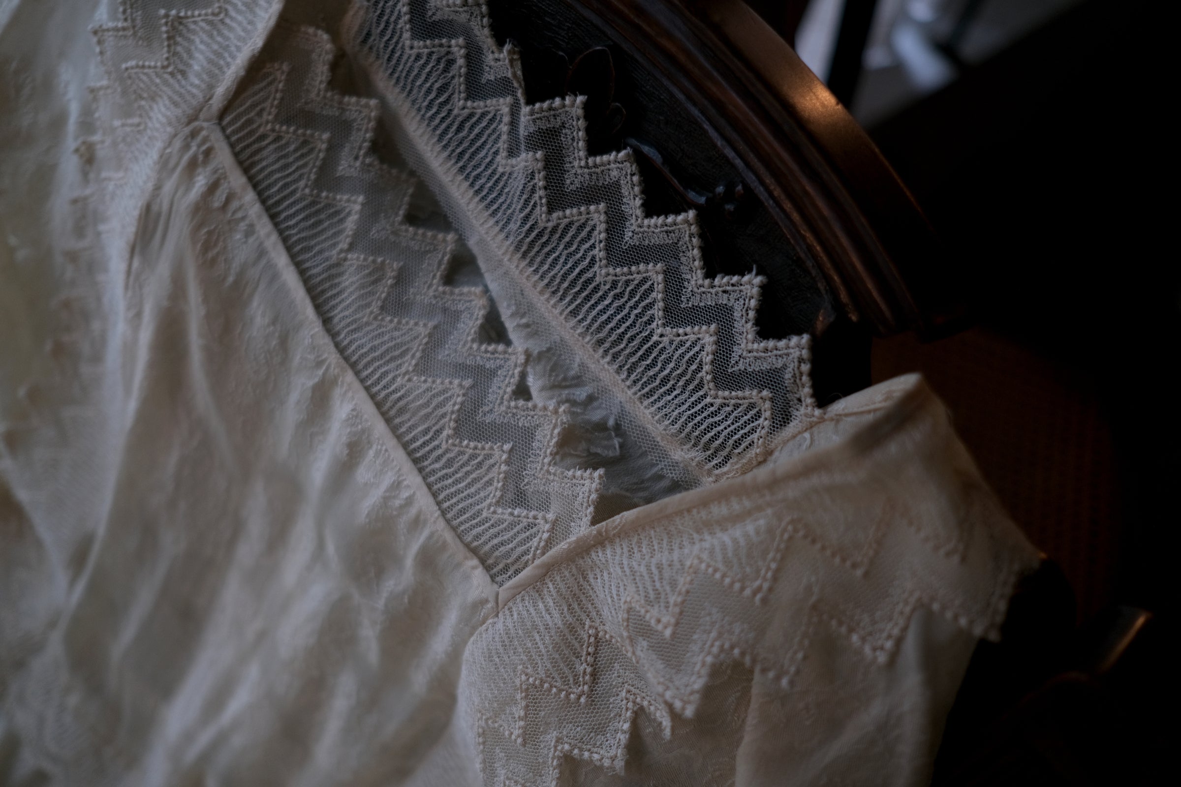 1910-20's Edwardian Silk Gauze Lace Dress / 絲質薄紗蕾絲連身裙