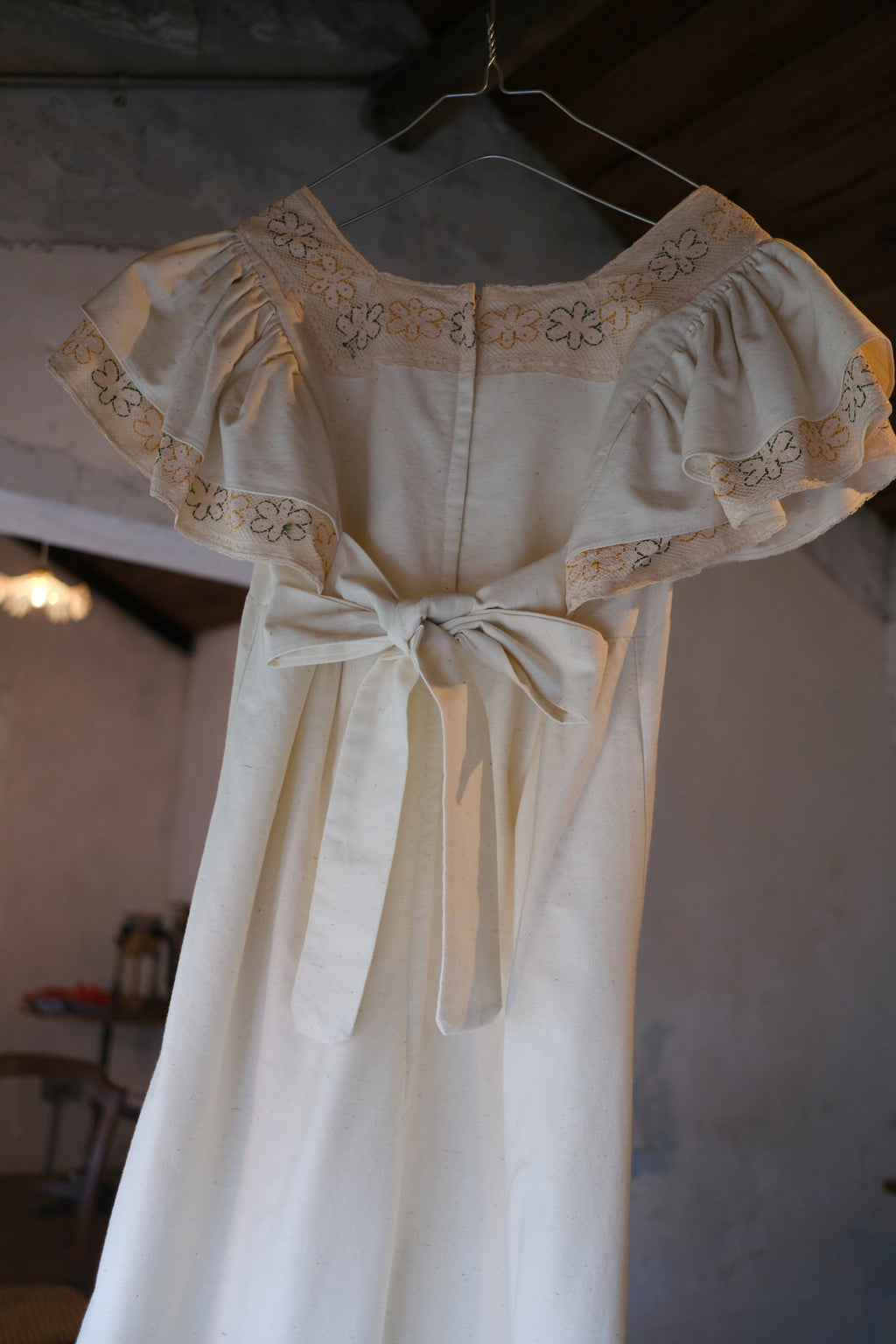 1970’s OOps California Lace Raw Cotton Maxi Dress / 1970's OOps 加州蕾絲長裙