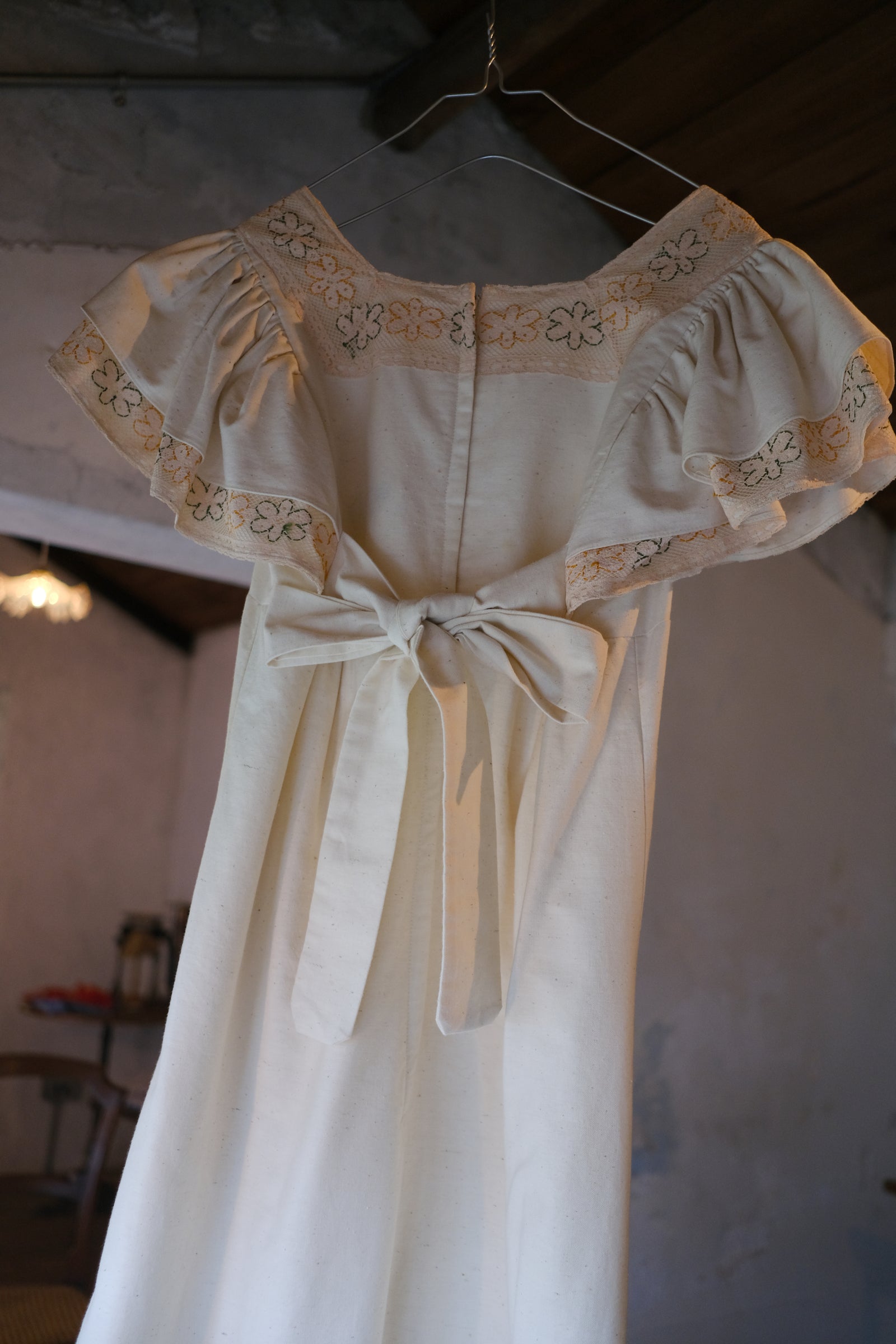 1970’s OOps California Lace Raw Cotton Maxi Dress / 1970's OOps 加州蕾絲長裙