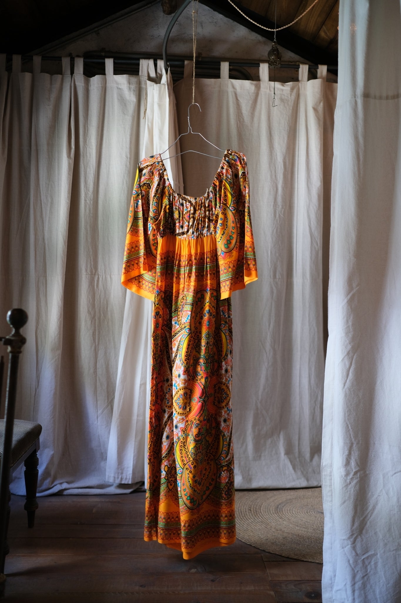 1970’s Pakistan Style Empire Waist Maxi Dress / 巴基斯坦高腰長裙