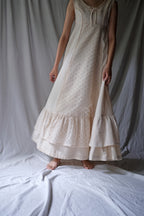 1970's Jacquard Lace Raw Cotton Layered Maxi Dress