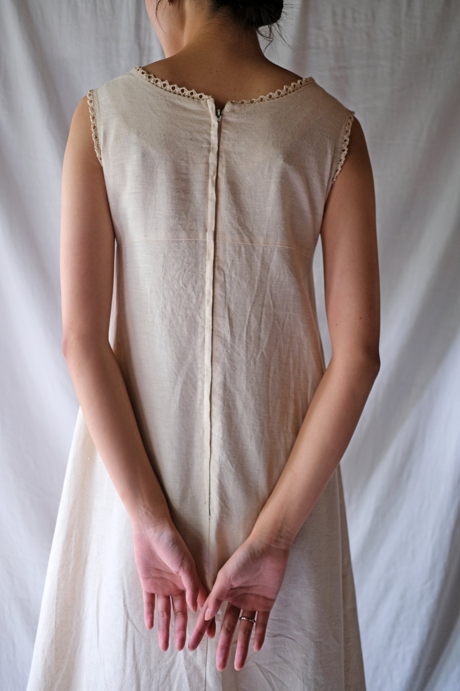 1970’s Jacquard Lace Raw Cotton Layered Maxi Dress / 緹花蕾絲原棉長裙