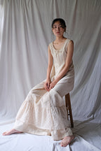 1970's Jacquard Lace Raw Cotton Layered Maxi Dress