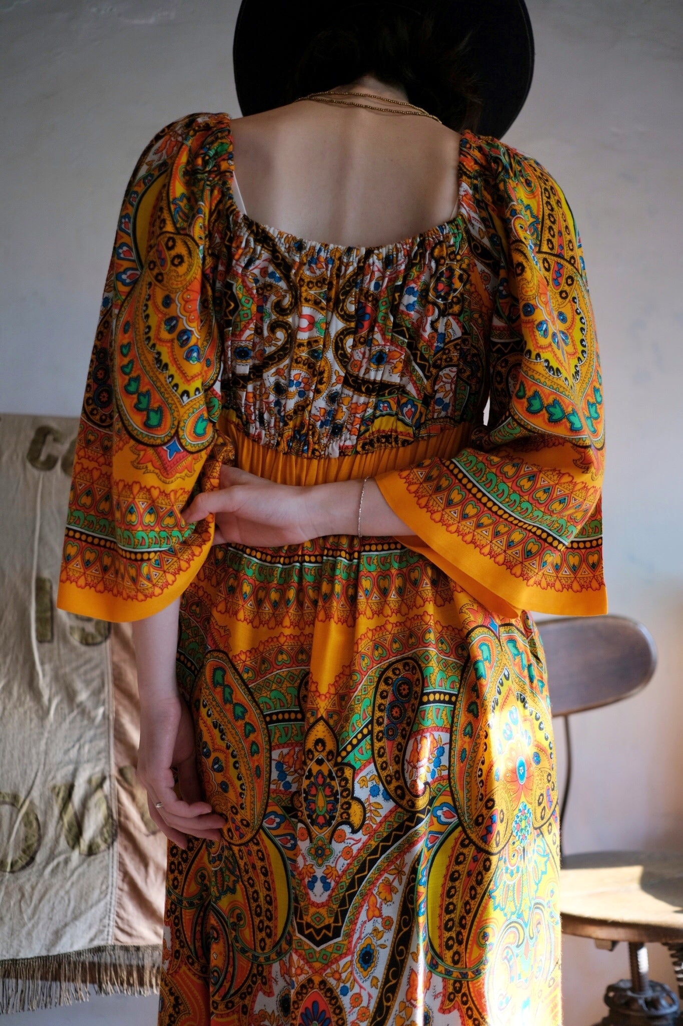 1970’s Pakistan Style Empire Waist Maxi Dress / 巴基斯坦高腰長裙