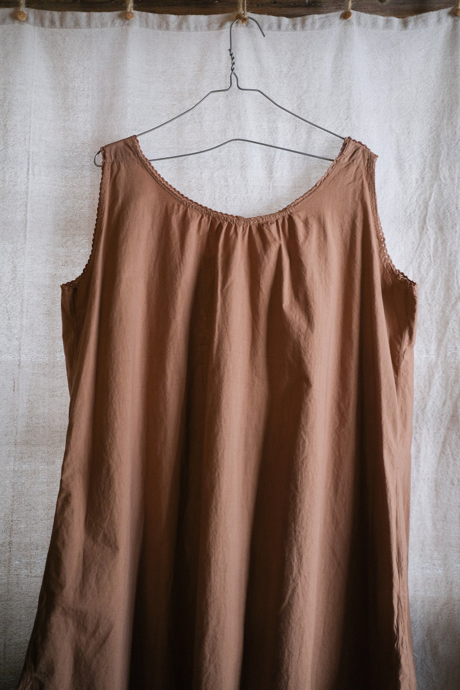 1930-40’s Europe Cotton Night Dress Over Dyed / 後染歐洲睡衣洋裝