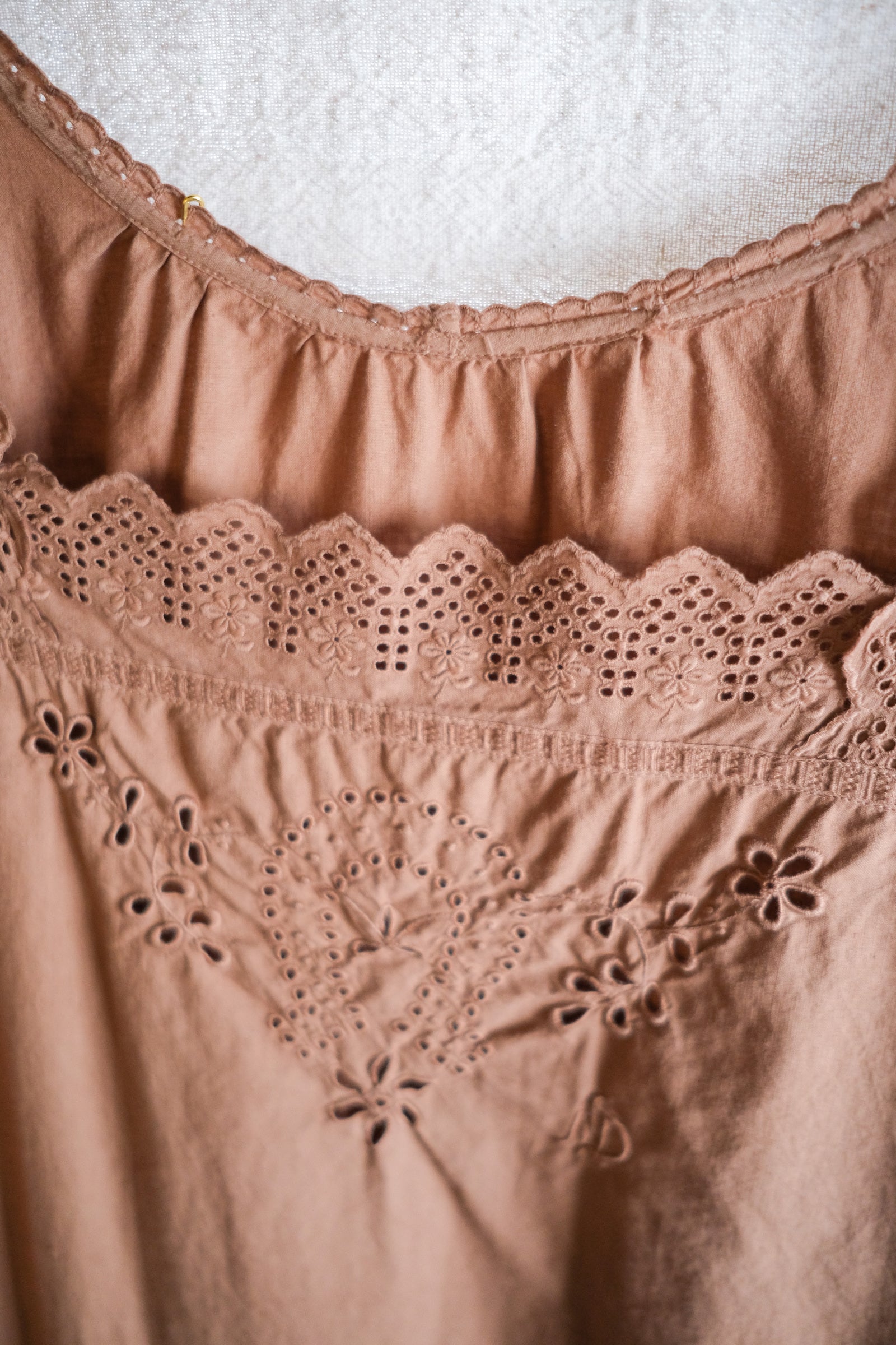 1930-40’s Europe Cotton Night Dress Over Dyed / 後染歐洲睡衣洋裝