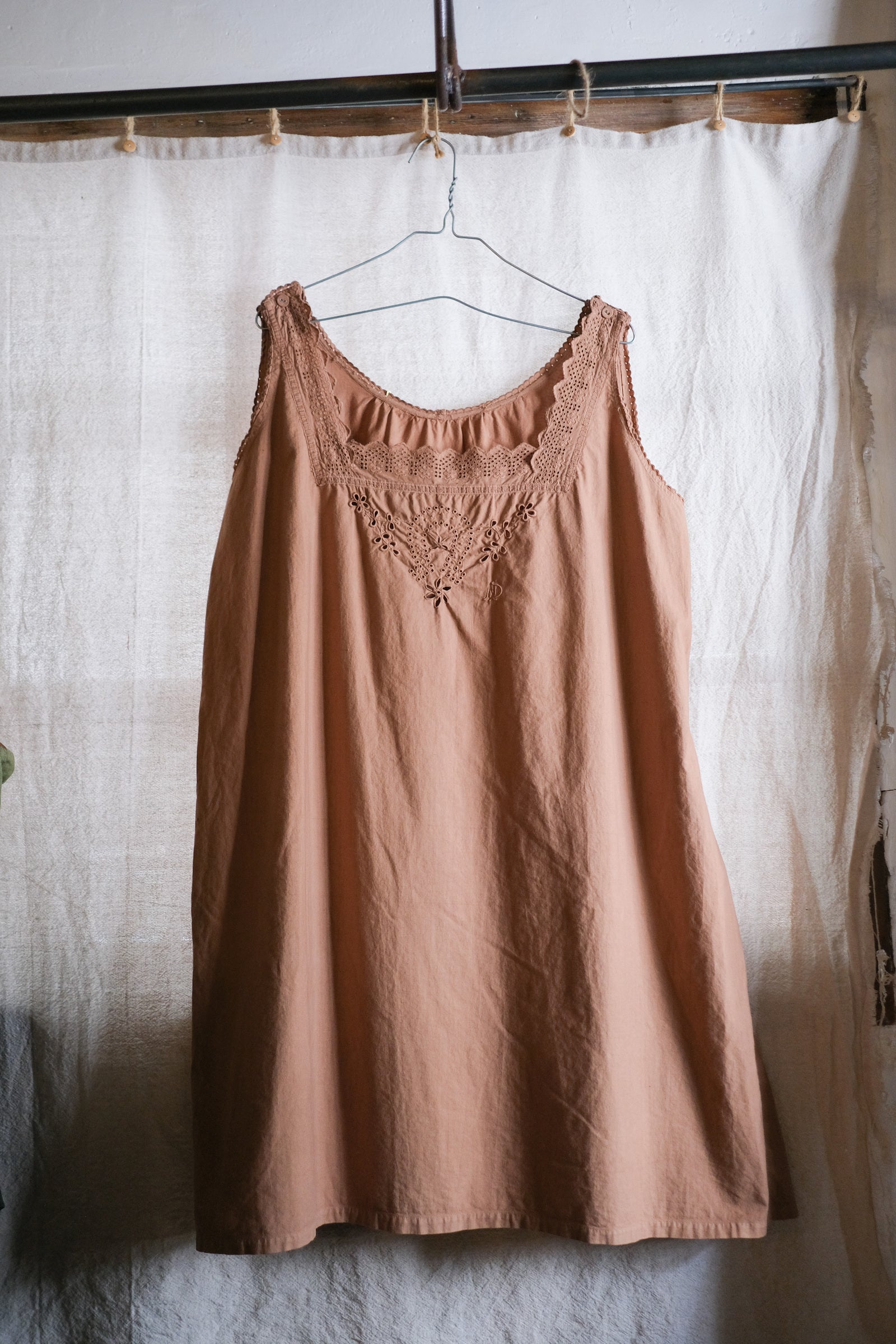 1930-40’s Europe Cotton Night Dress Over Dyed / 後染歐洲睡衣洋裝