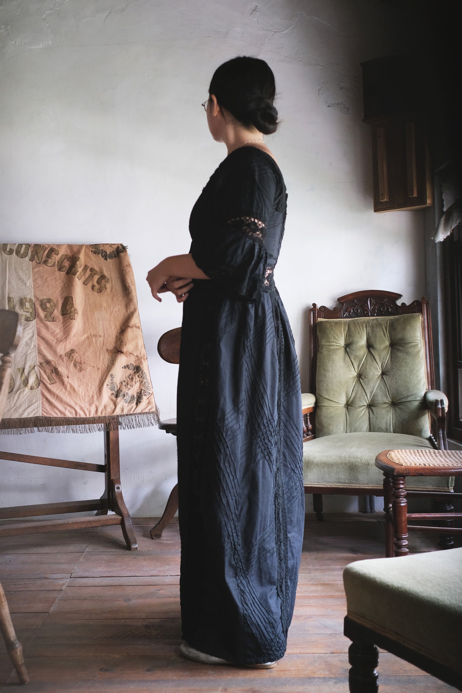 1960's Crochet Lace Flore Sleeve Dress 