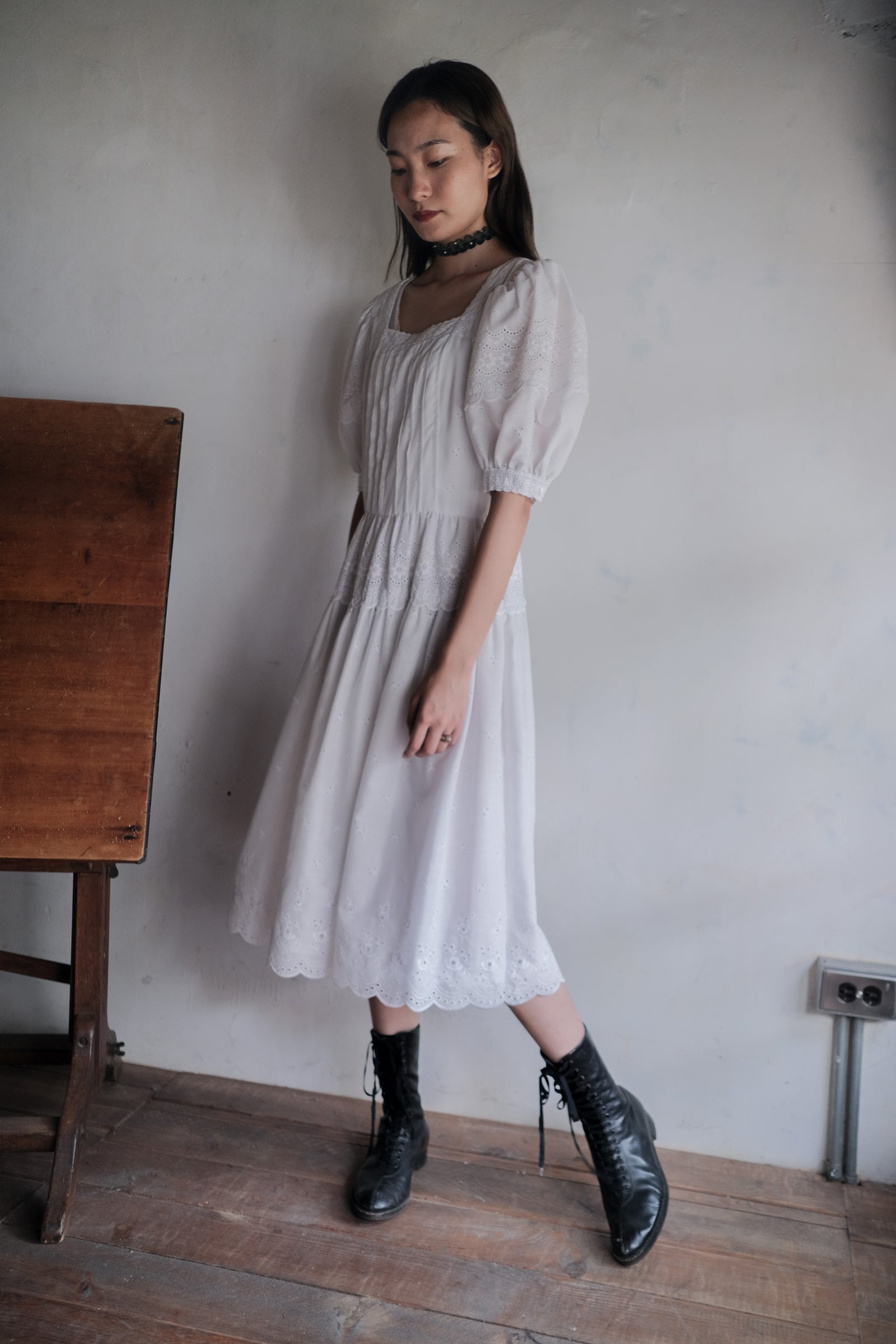 1980’s Puff Sleeve Lace Dress / 泡泡袖蕾絲連身裙