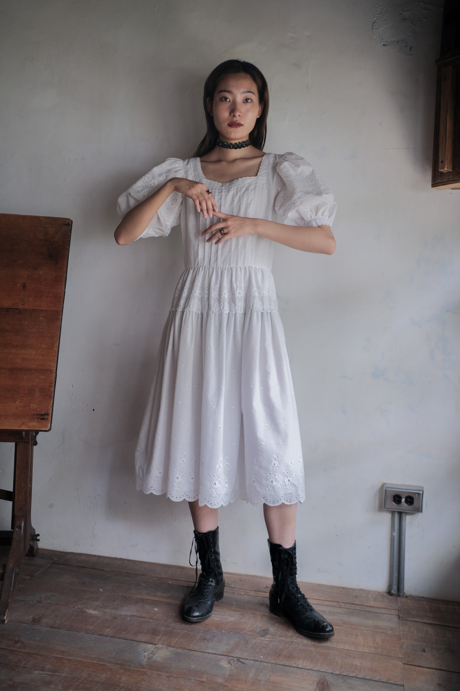 1980’s Puff Sleeve Lace Dress / 泡泡袖蕾絲連身裙