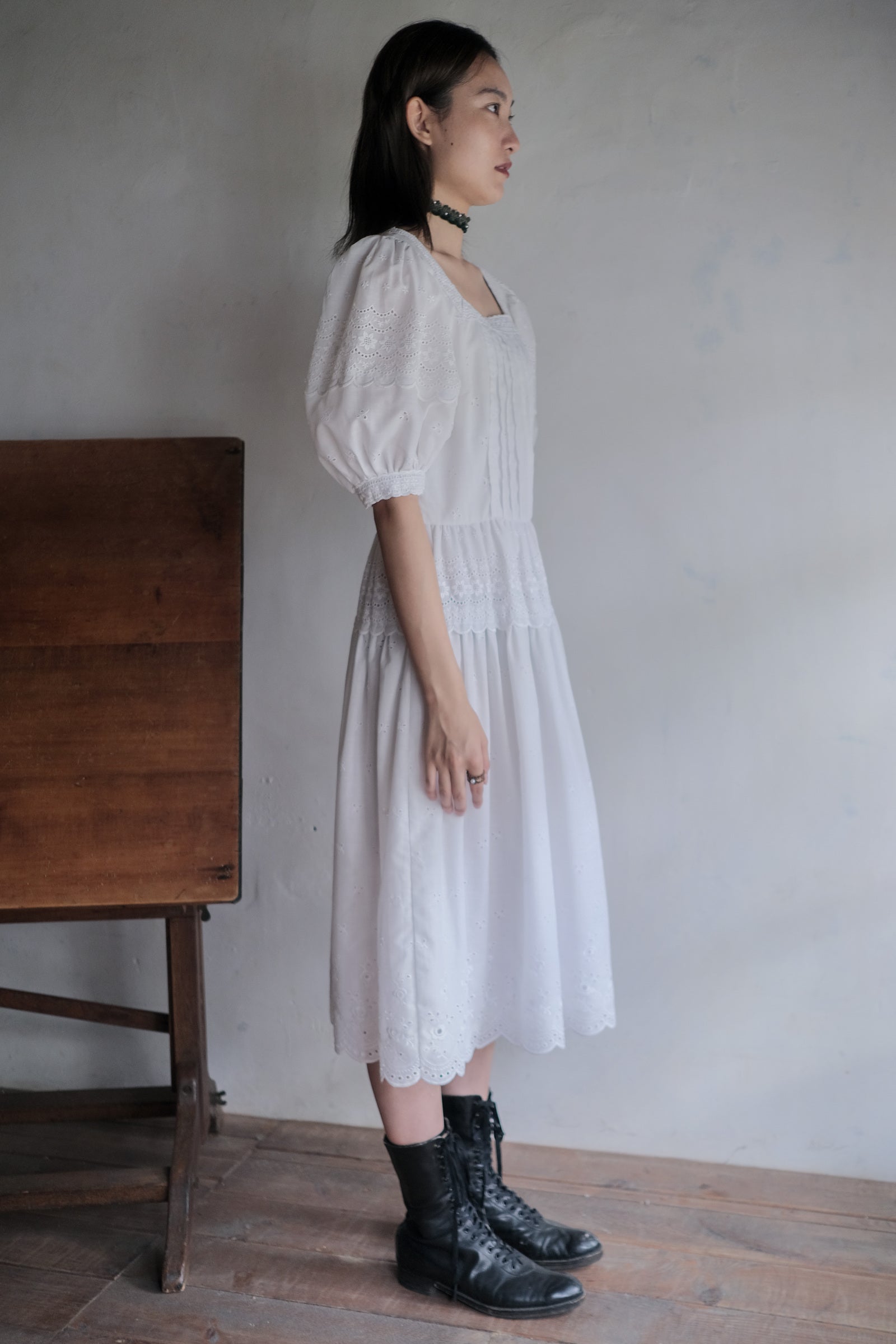 1980’s Puff Sleeve Lace Dress / 泡泡袖蕾絲連身裙