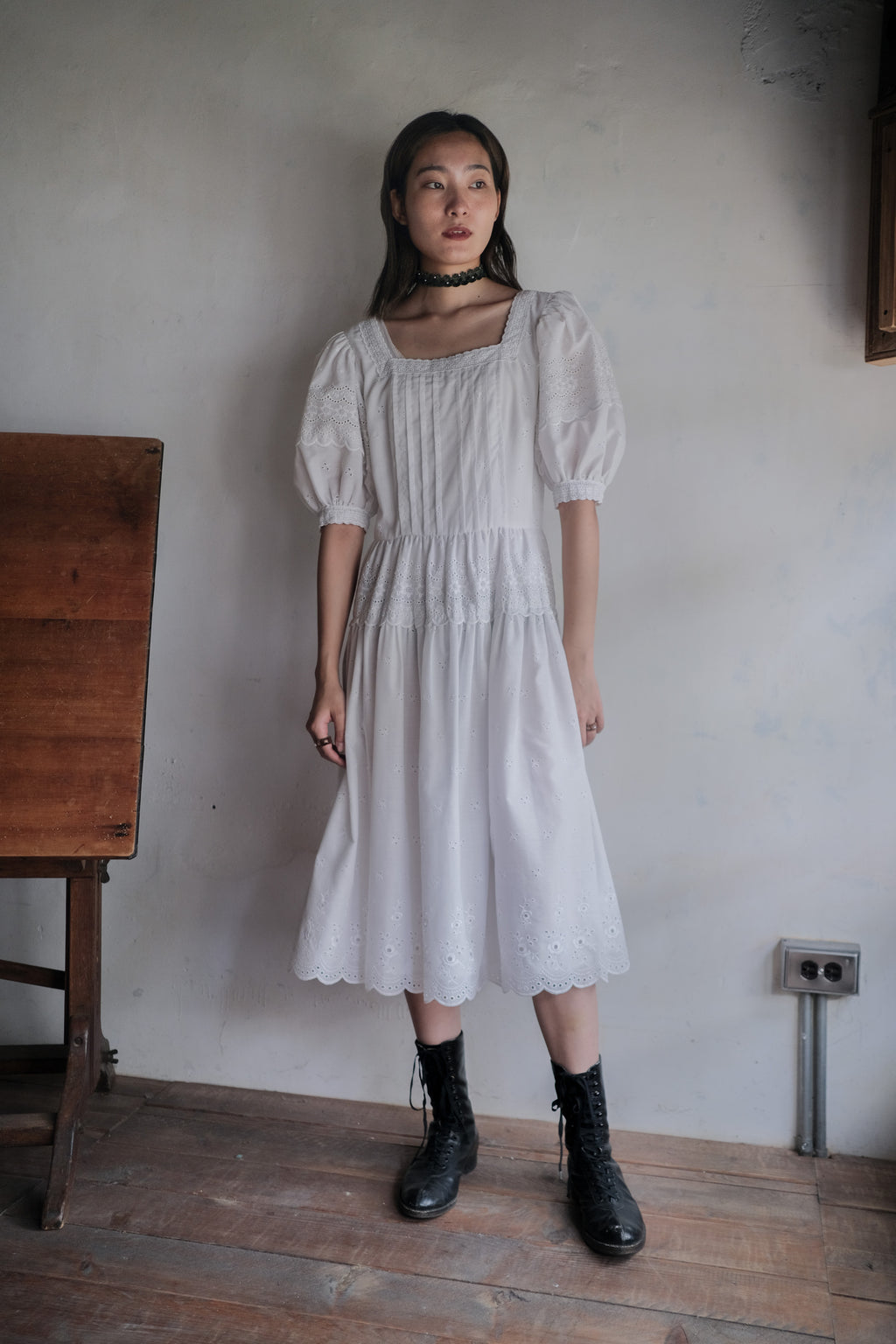 1980’s Puff Sleeve Lace Dress / 泡泡袖蕾絲連身裙