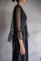 1960’s Noir Bell Sleeve Empire Waist Dress / 鐘形袖高腰連身裙