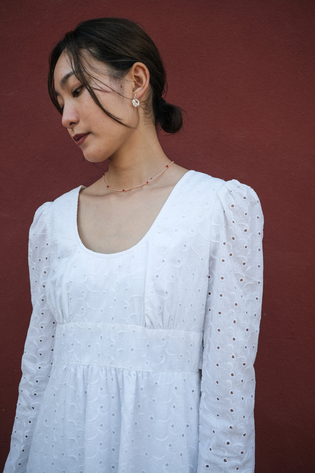 1980's Lace jacquard Empire Waist maxi Dress