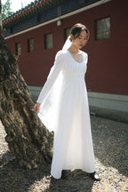 1980's Lace jacquard Empire Waist maxi Dress