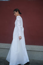1980's Lace jacquard Empire Waist maxi Dress