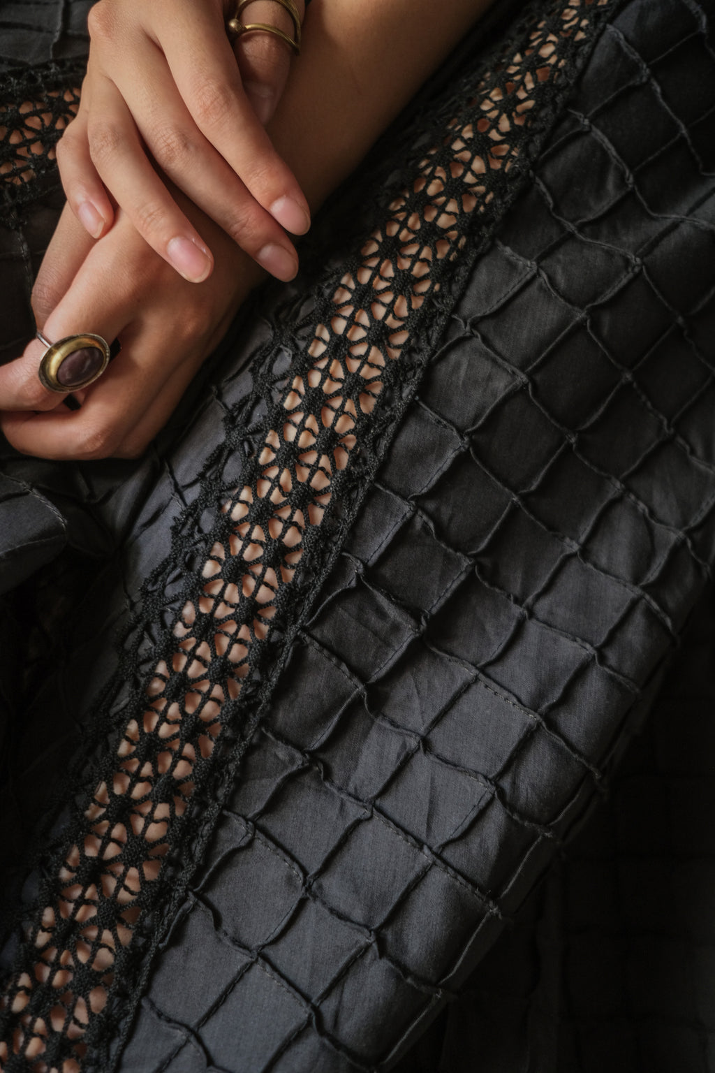 1970's Crochet Lace Bell Sleeve Maxi Dress / 鉤針蕾絲鐘形袖長裙