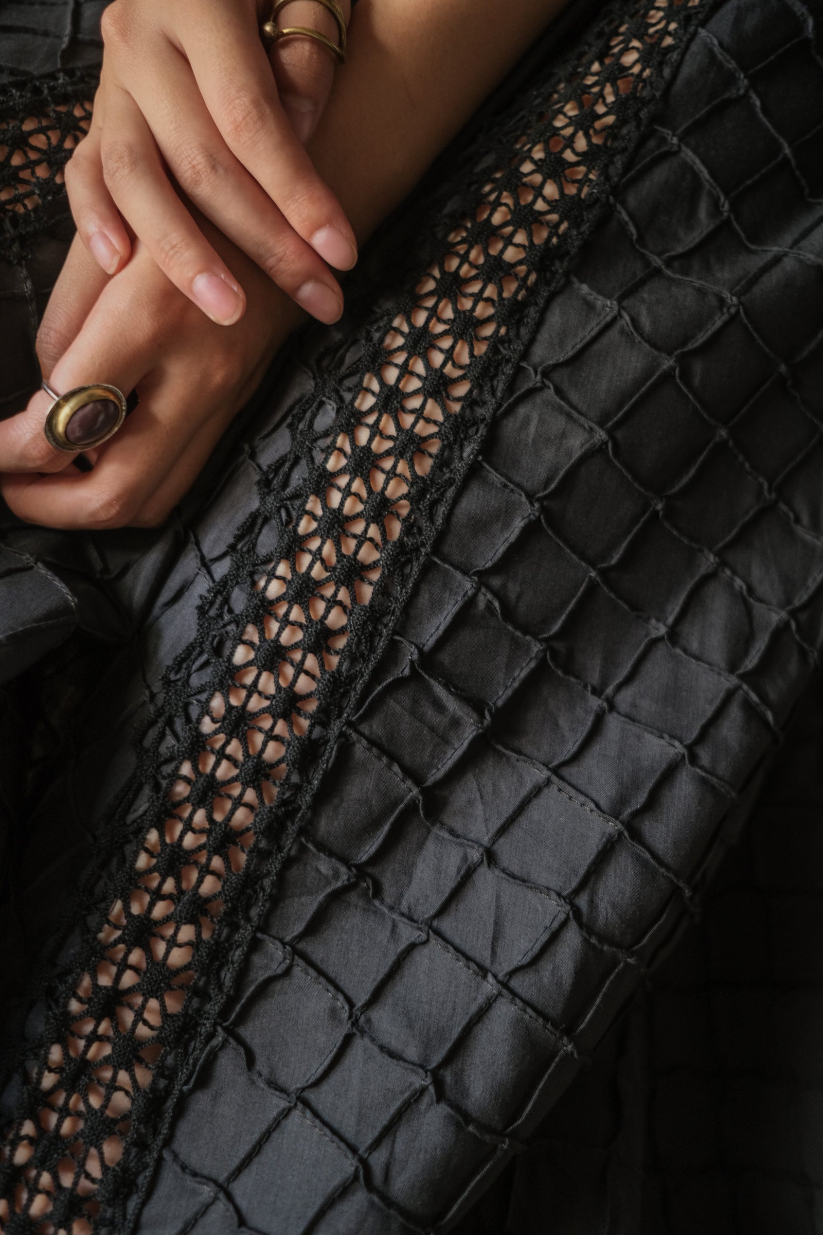 1970's Crochet Lace Bell Sleeve Maxi Dress / 鉤針蕾絲鐘形袖長裙