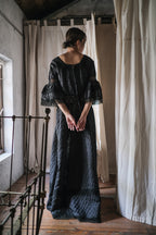 1970's Crochet Lace Bell Sleeve Maxi Dress / 鉤針蕾絲鐘形袖長裙