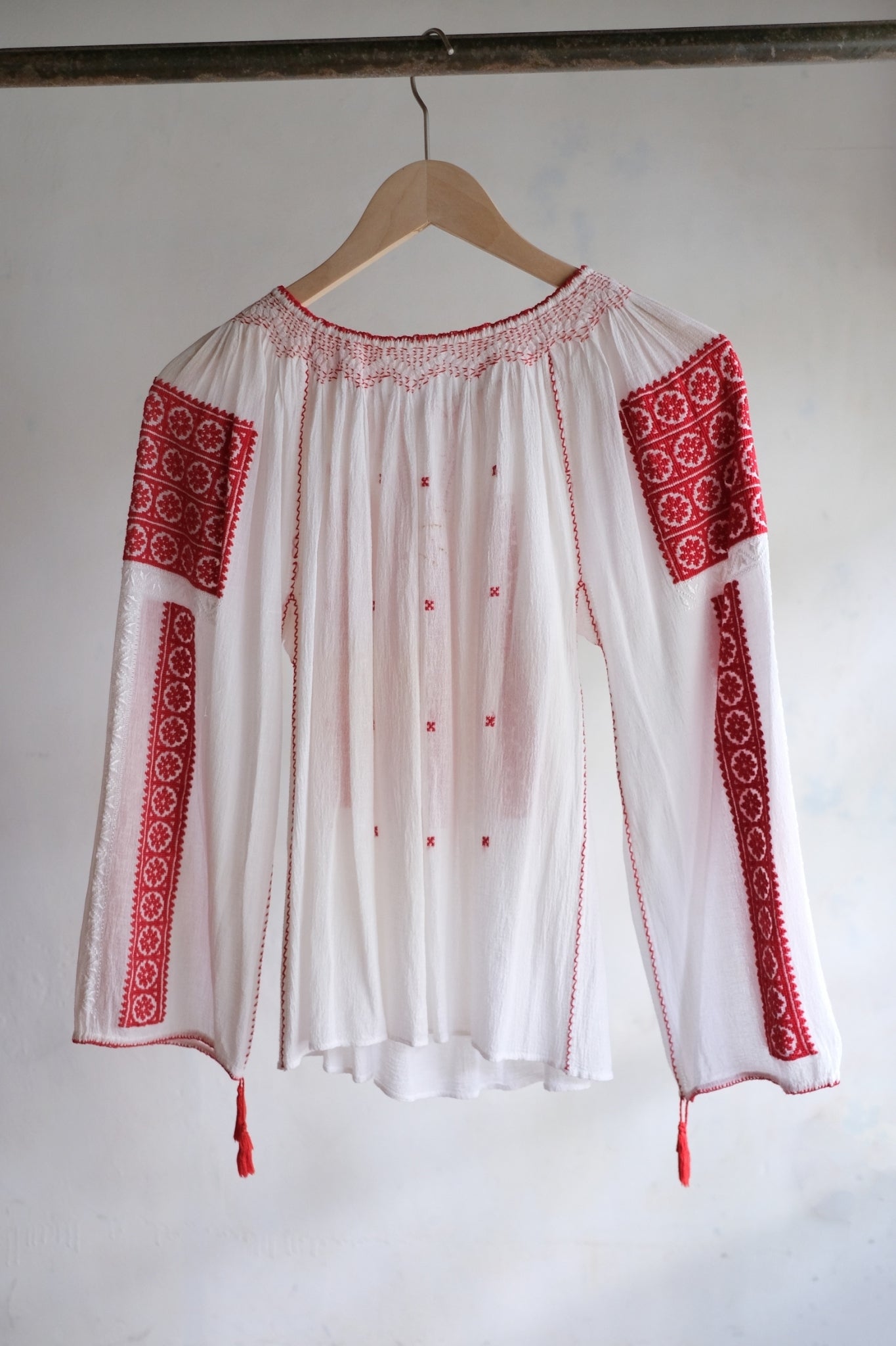 1970's Balkans Romanian Folk Gauze Blouse / Balkan Romanian Folk Gauze Blouse