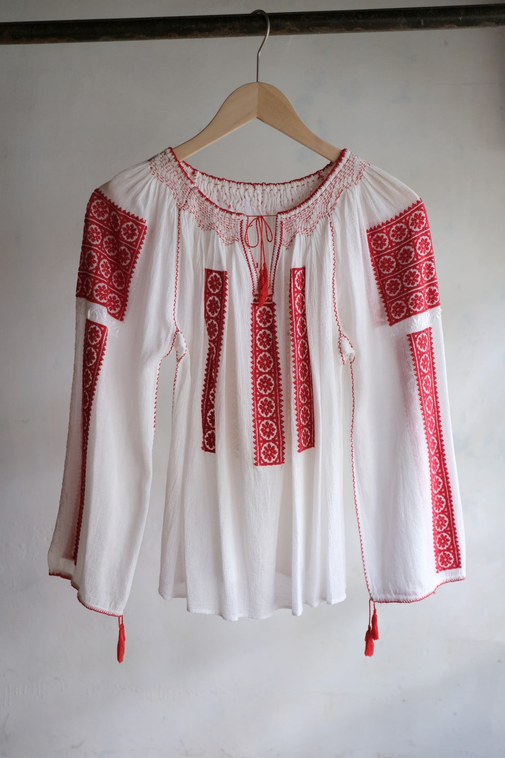 1970's Balkans Romanian Folk Gauze Blouse / Balkan Romanian Folk Gauze Blouse