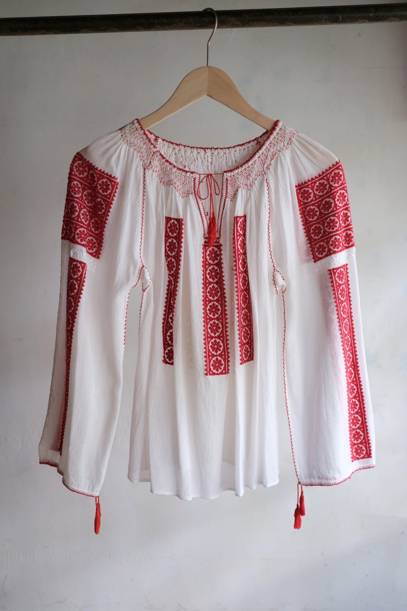 1970's Balkans Romanian Folk Gauze Blouse / Balkan Romanian Folk Gauze Blouse