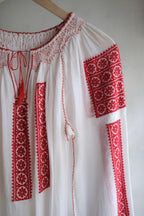 1970's Balkans Romanian Folk Gauze Blouse / Balkan Romanian Folk Gauze Blouse