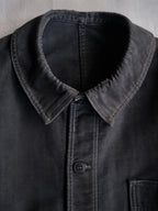 1950's "Mont Kemmel" French Black Moleskin Work Jacket 