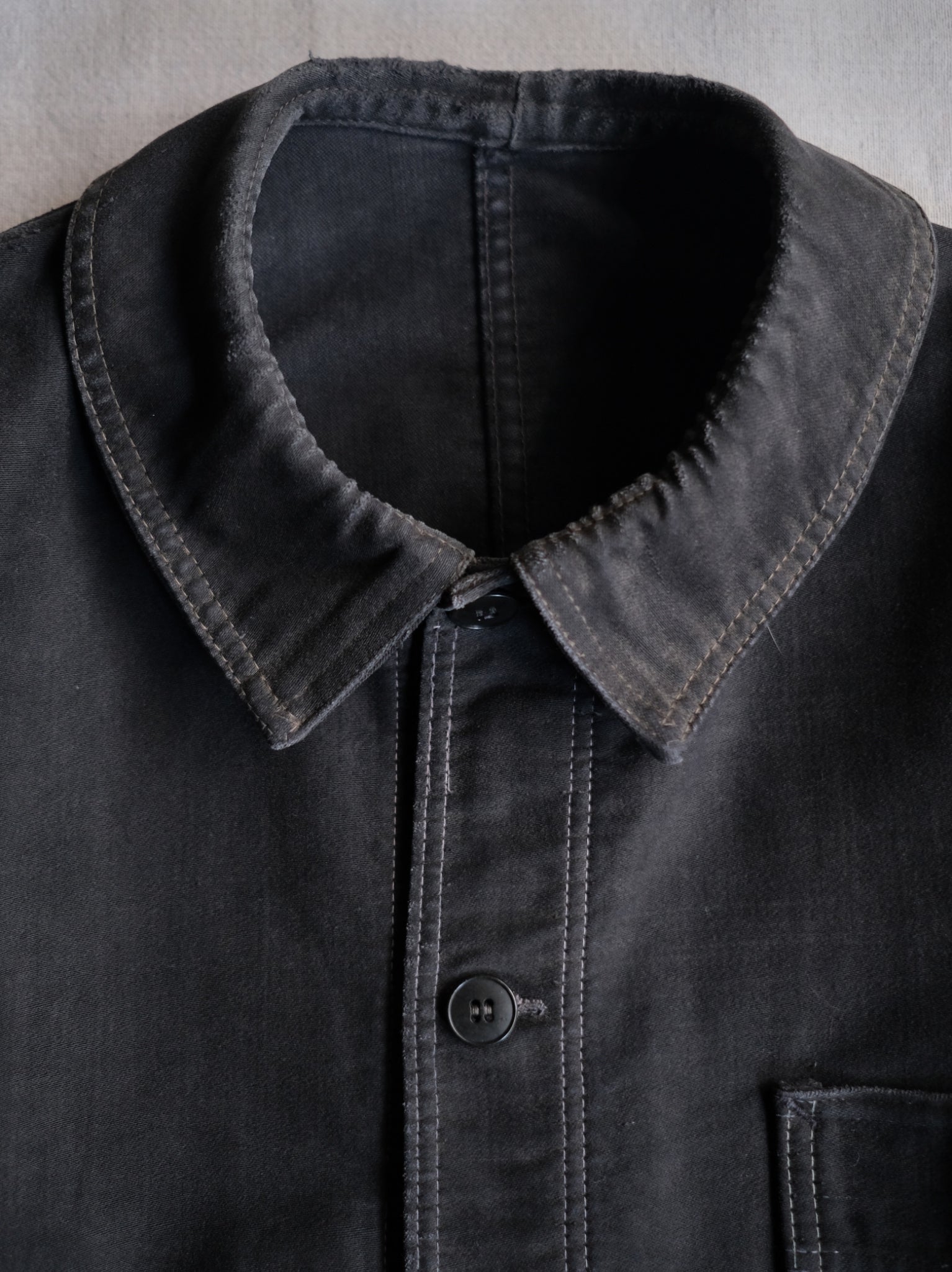 1950's "Mont Kemmel" French Black Moleskin Work Jacket 