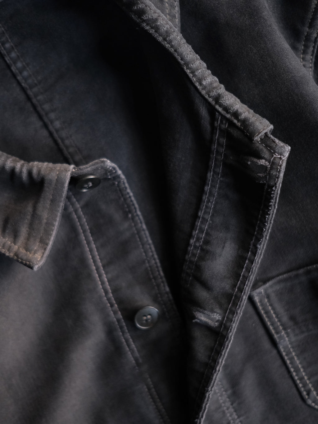 1950's "Mont Kemmel" French Black Moleskin Work Jacket 