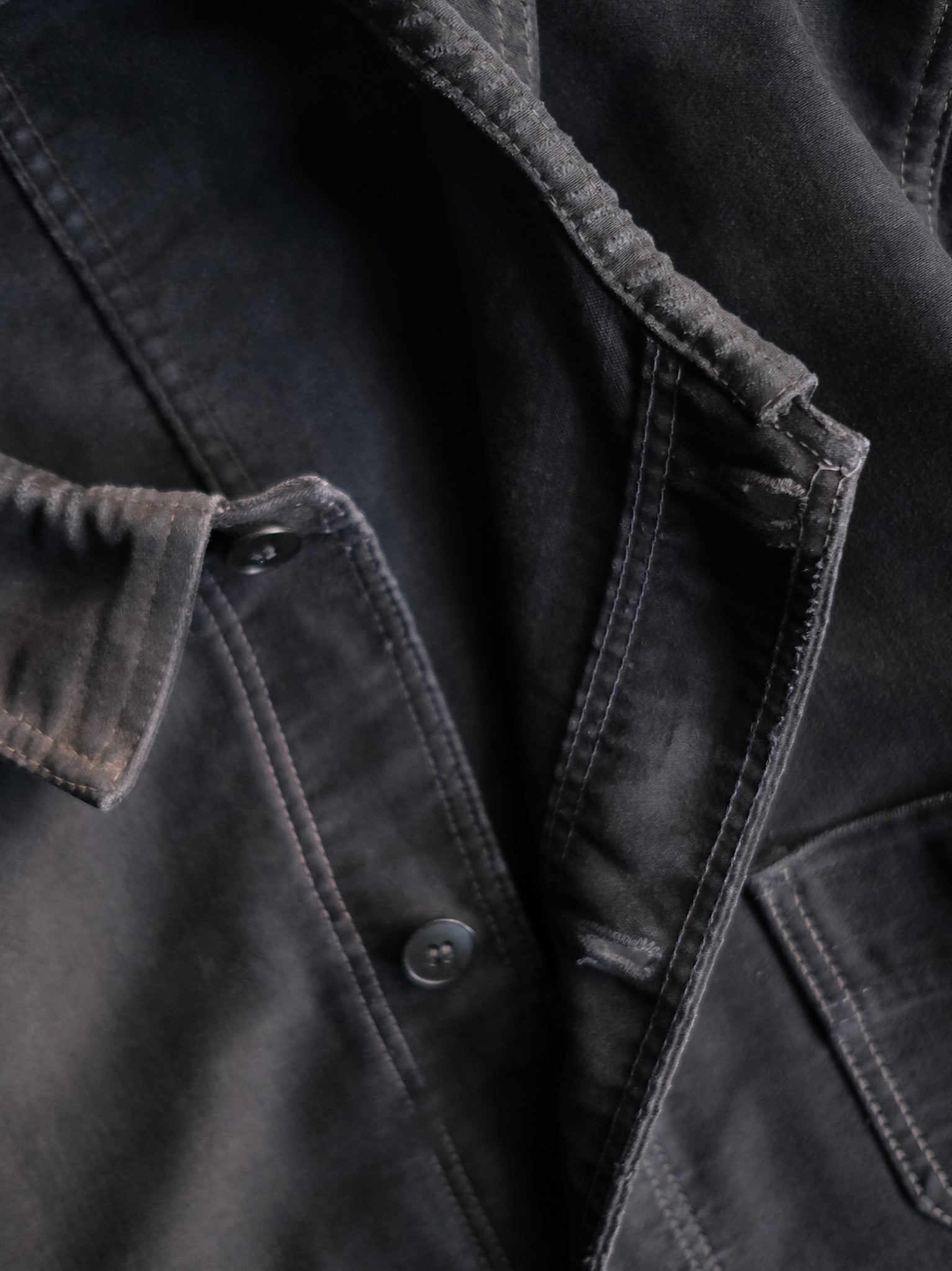 1950's "Mont Kemmel" French Black Moleskin Work Jacket 