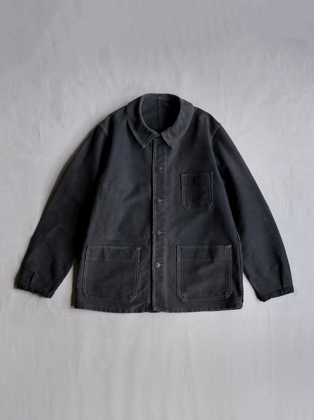 1950's "Mont Kemmel" French Black Moleskin Work Jacket 