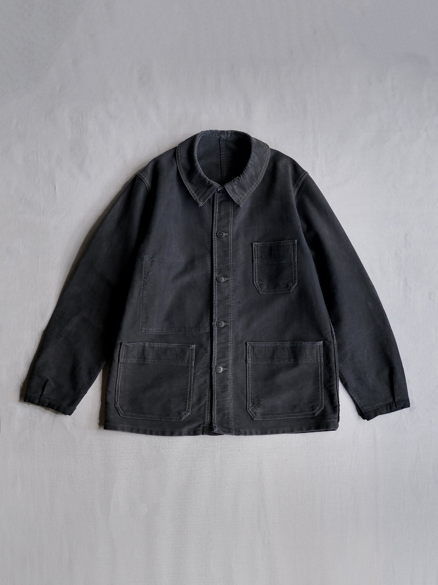 1950's "Mont Kemmel" French Black Moleskin Work Jacket 