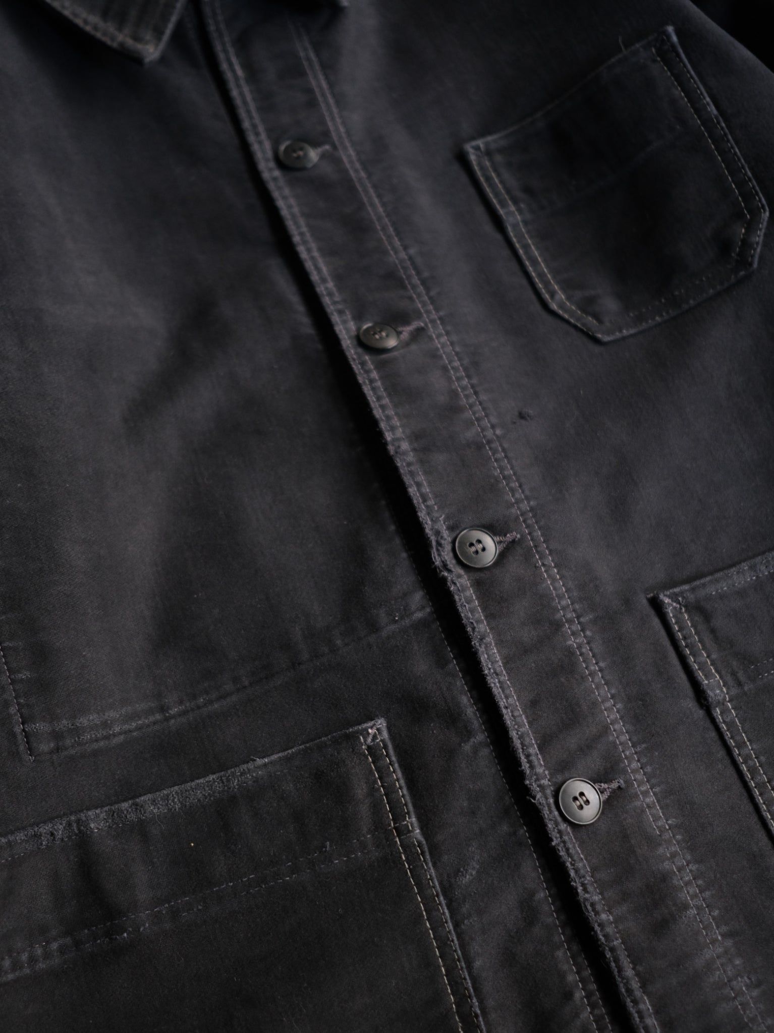 1950's "Mont Kemmel" French Black Moleskin Work Jacket 