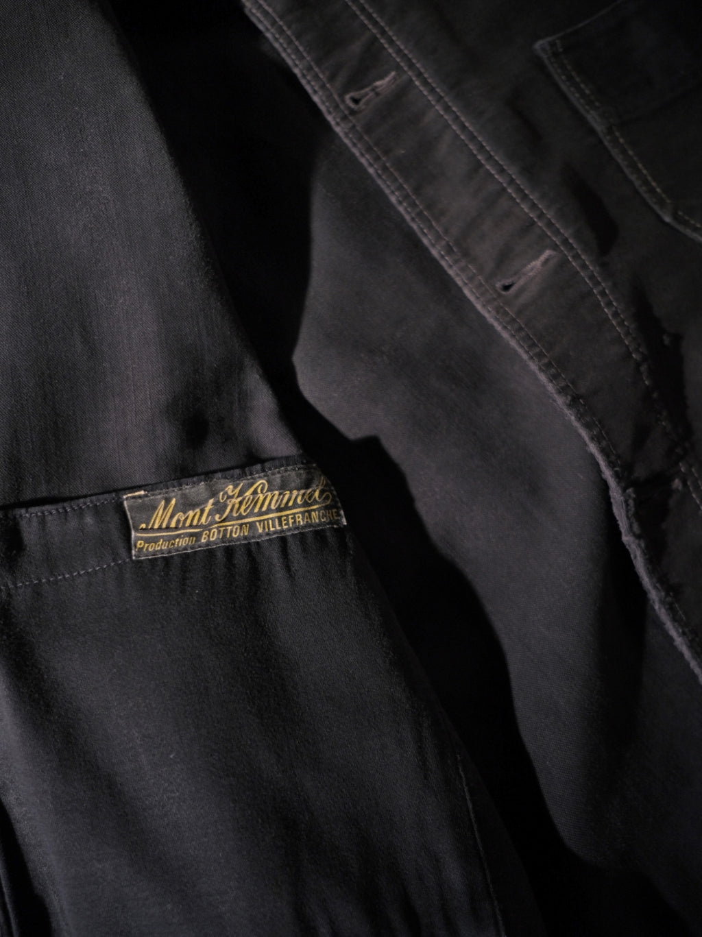 1950's "Mont Kemmel" French Black Moleskin Work Jacket 