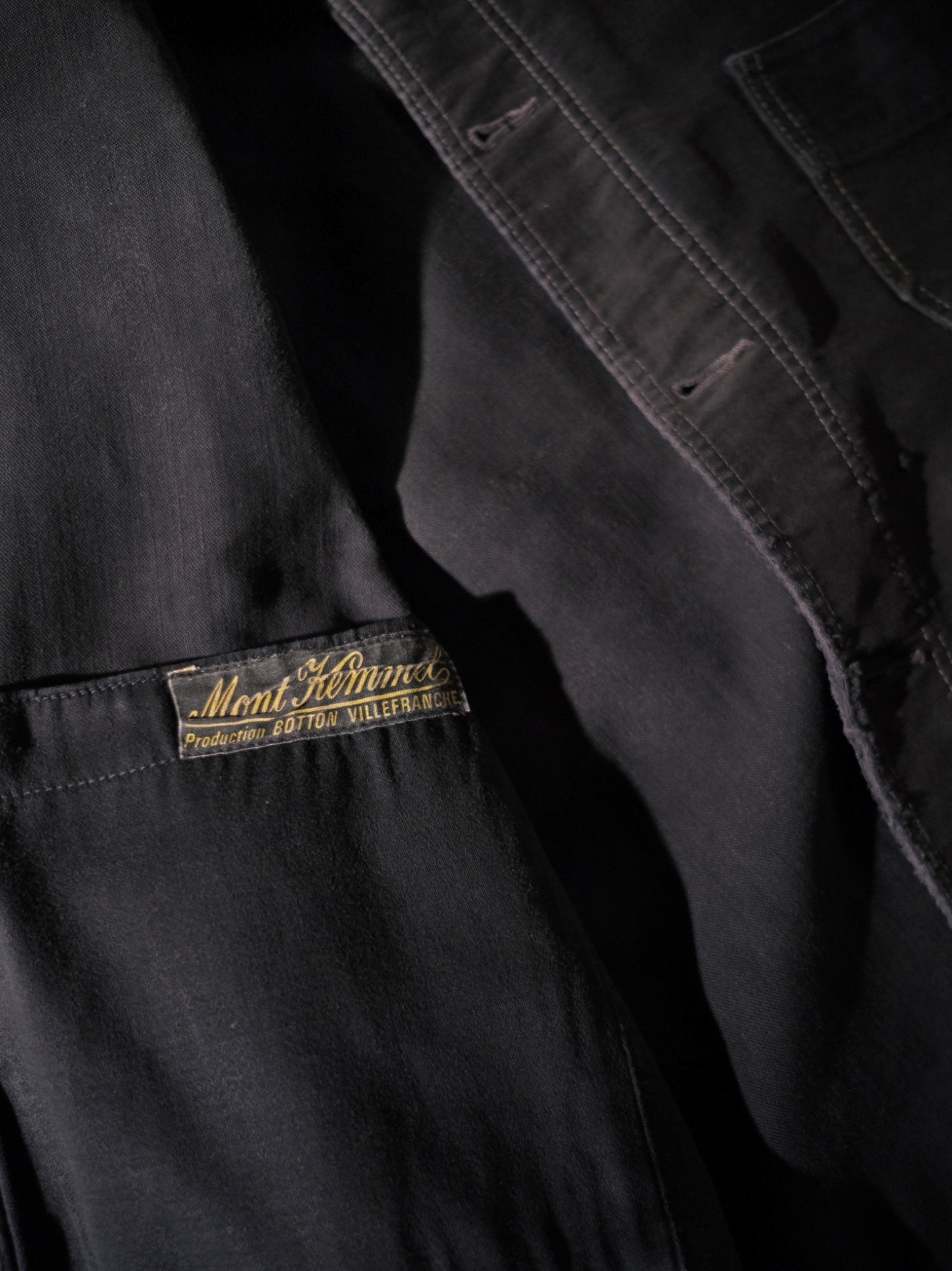 1950's "Mont Kemmel" French Black Moleskin Work Jacket 