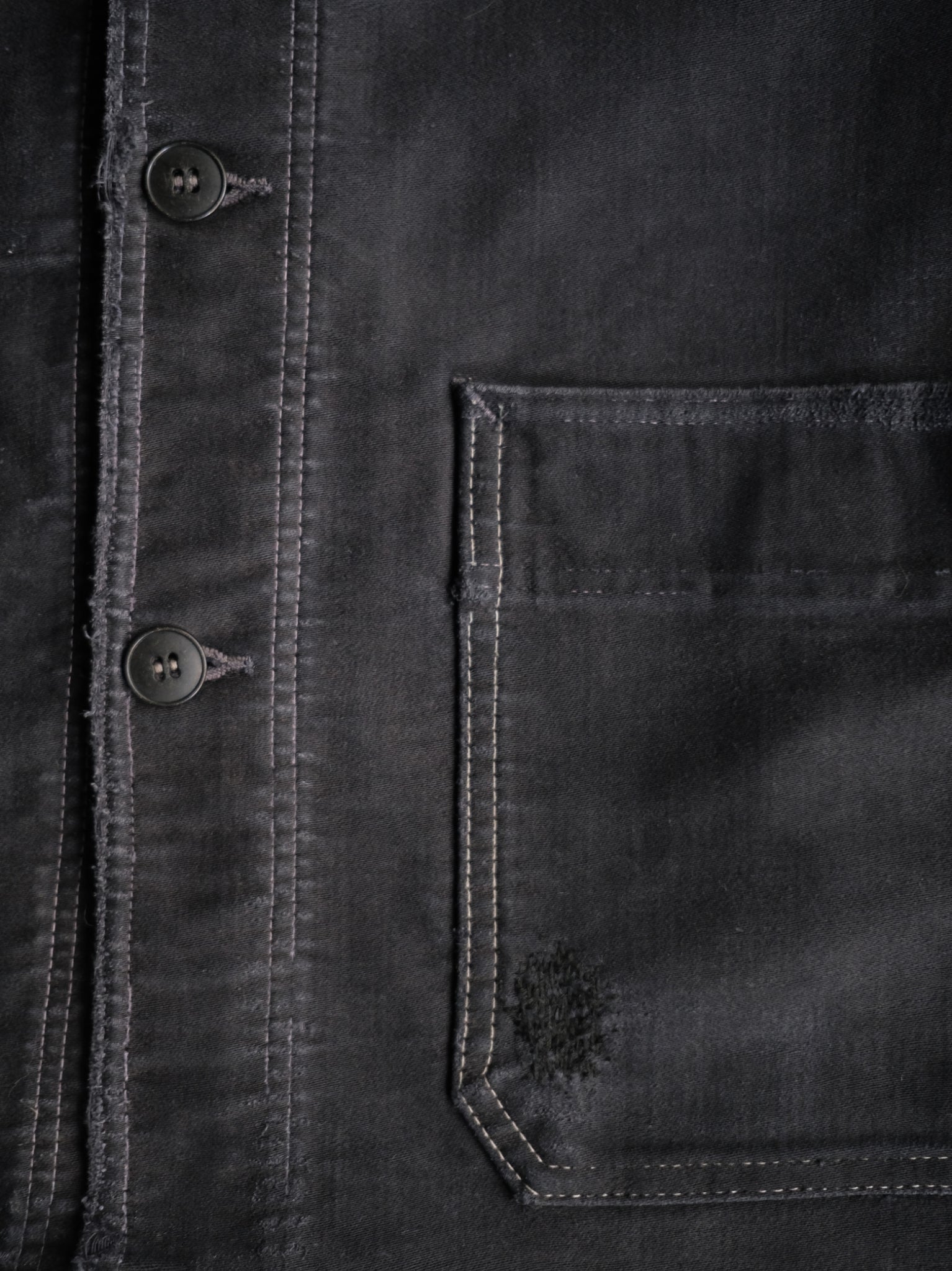 1950's "Mont Kemmel" French Black Moleskin Work Jacket 