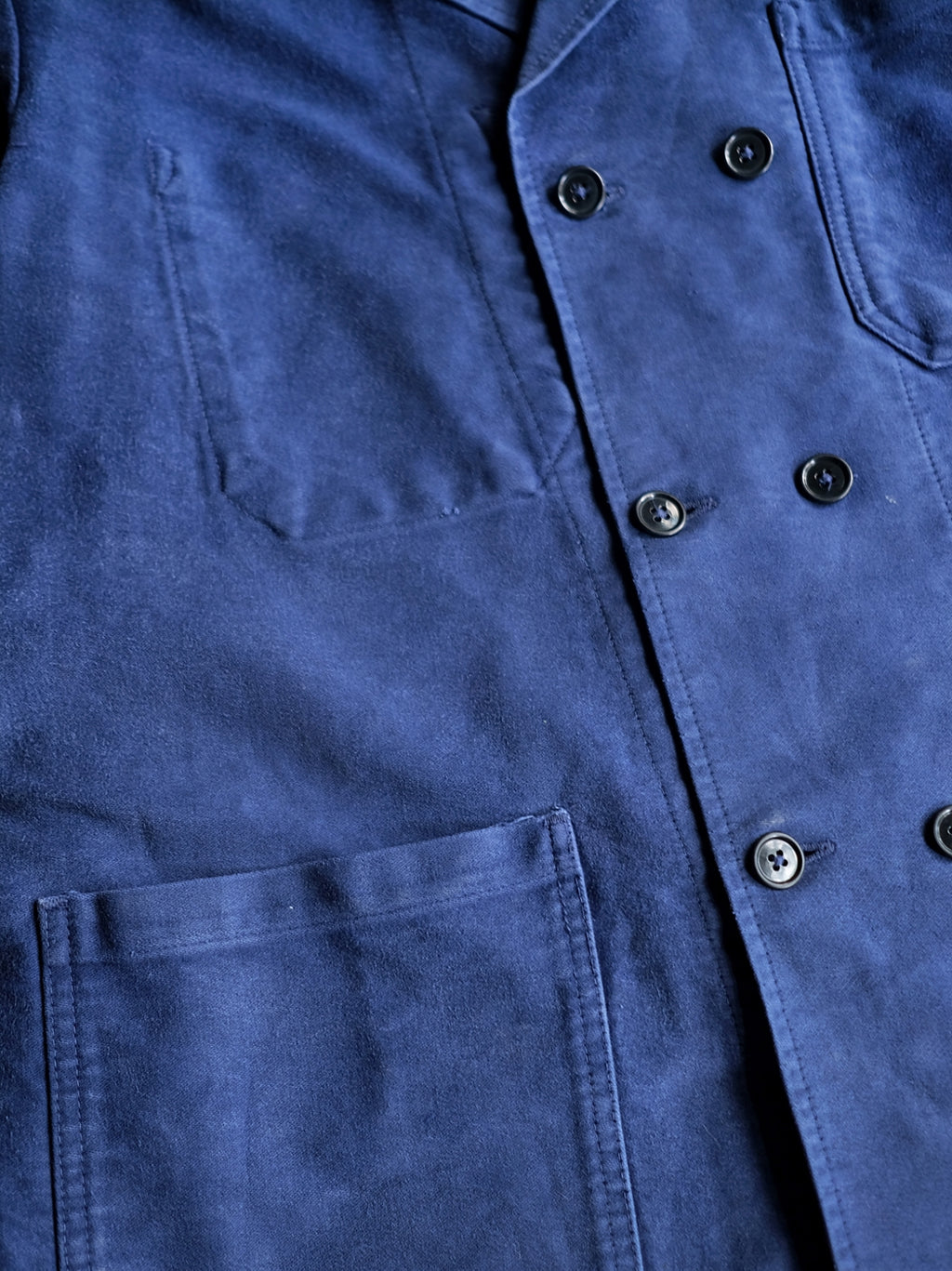 1950's French Moleskin Double Breasted Blazer Collar Work Jacket / 法國雙排扣西領工作外套